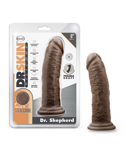 Hella Raw Blush Dr. Skin Silicone Dr. Shepherd 8" Dildo w/Suction Cup - Chocolate