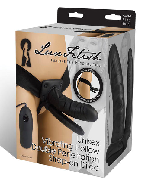 Hella Raw Lux Fetish Unisex Vibrating Hollow Double Penetration Strap On Dildo