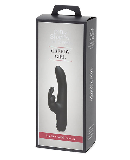 Hella Raw Fifty Shades of Grey Greedy Girl Rechargeable Slimline Rabbit Vibrator - Black