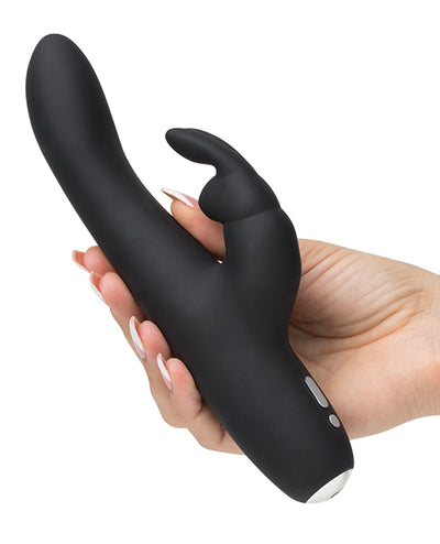 Hella Raw Fifty Shades of Grey Greedy Girl Rechargeable Slimline Rabbit Vibrator - Black