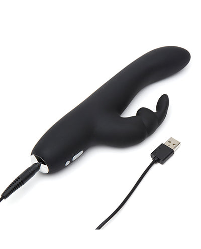 Hella Raw Fifty Shades of Grey Greedy Girl Rechargeable Slimline Rabbit Vibrator - Black