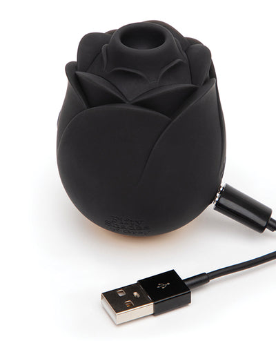 Hella Raw Fifty Shades of Grey Hearts & Flowers Rose Vibrator - Black