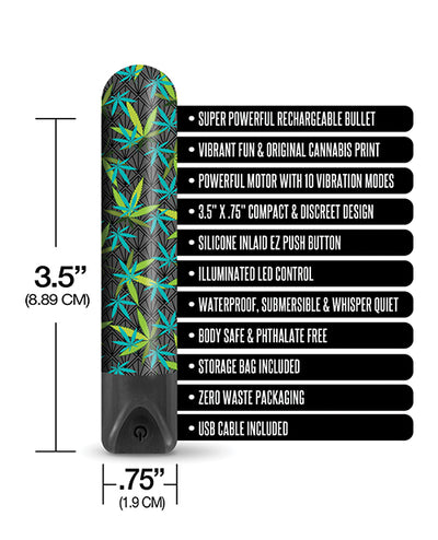 Hella Raw Buzzed 3.5" Rechargeable Bullet - Canna Queen Black