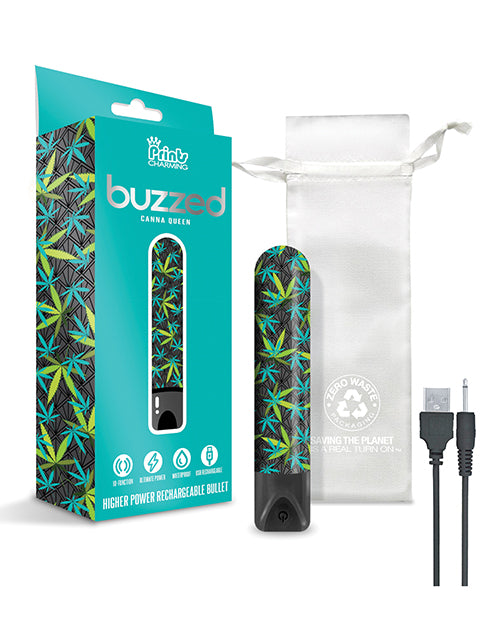 Hella Raw Buzzed 3.5" Rechargeable Bullet - Canna Queen Black