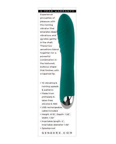 Hella Raw Gender X Pirouette Twirling Vibrator - Teal