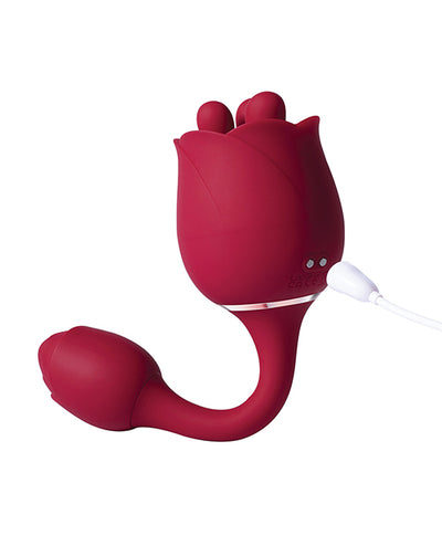 Hella Raw Roseann Double Ended Rose Toy Vibrator - Red