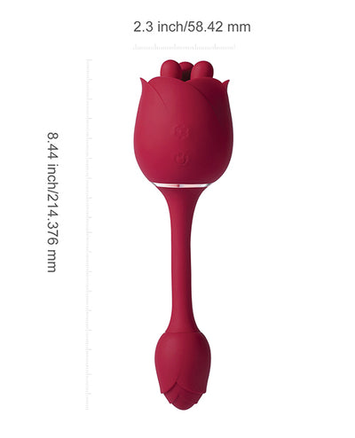 Hella Raw Roseann Double Ended Rose Toy Vibrator - Red