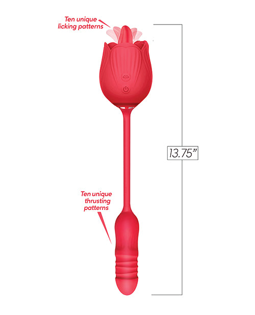 Hella Raw Wild Rose Licking & Thrusting Vibrator - Red