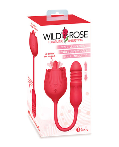 Hella Raw Wild Rose Licking & Thrusting Vibrator - Red