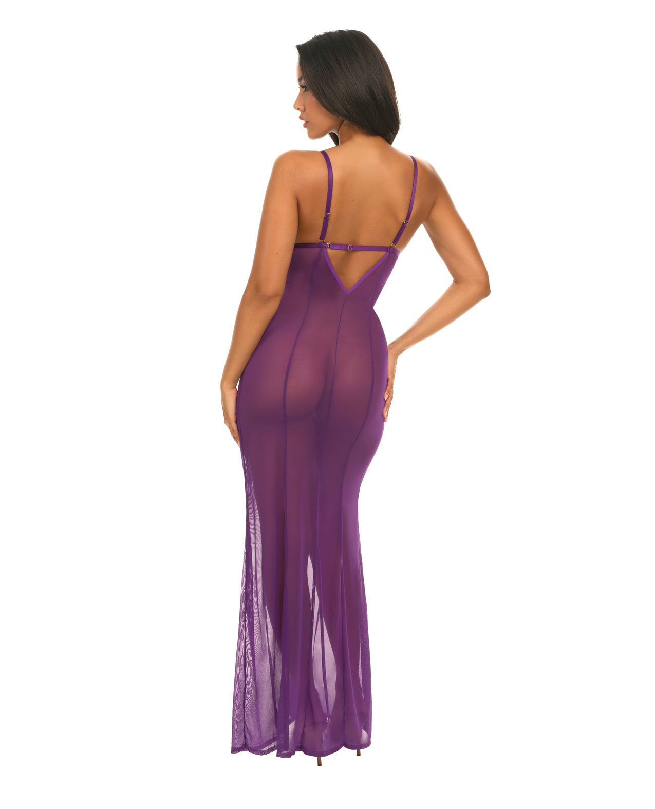 Hella Raw Katana Mesh & Eyelash Lace Gown - Purple