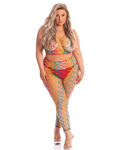 Hella Raw Pink Lipstick Roy G. Biv 2 Pc Bodystocking Rainbow