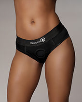 Hella Raw Shots Ouch Vibrating Strap On High-cut Brief - Black