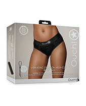 Hella Raw Shots Ouch Vibrating Strap On High-cut Brief - Black