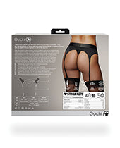 Hella Raw Shots Ouch Vibrating Strap On Thong W/adjustable Garters - Black