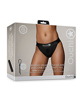 Hella Raw Shots Ouch Vibrating Strap On Thong W/removable Rear Straps - Black