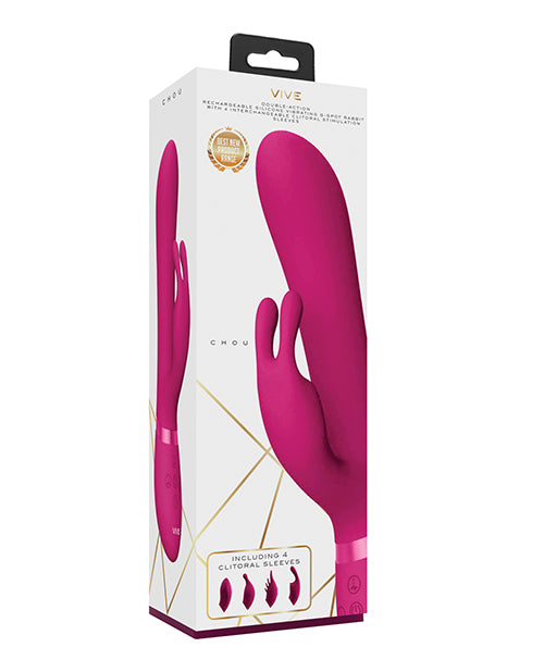 Hella Raw Shots Vive Chou G-Spot Rabbit w/Interchangeable Clitoral Attachments - Pink