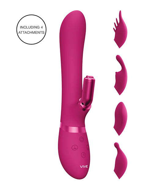 Hella Raw Shots Vive Chou G-Spot Rabbit w/Interchangeable Clitoral Attachments - Pink