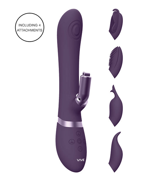 Hella Raw Shots Vive Etsu  Pulse G-Spot Rabbit w/Interchangeable Clitoral Attachments - Purple