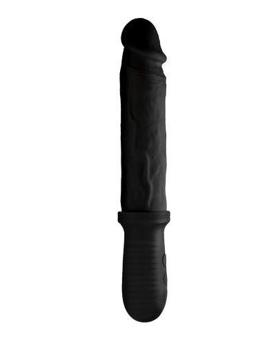 Hella Raw Master Series 8X Auto Pounder Vibrating & Thrusting Dildo w/Handle - Black