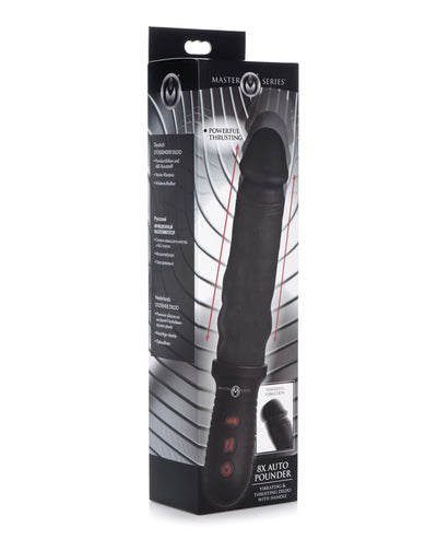 Hella Raw Master Series 8X Auto Pounder Vibrating & Thrusting Dildo w/Handle - Black