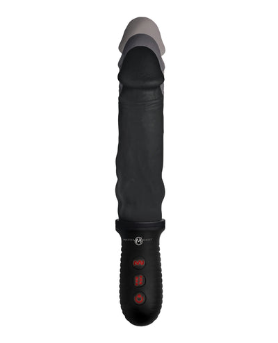 Hella Raw Master Series 8X Auto Pounder Vibrating & Thrusting Dildo w/Handle - Black