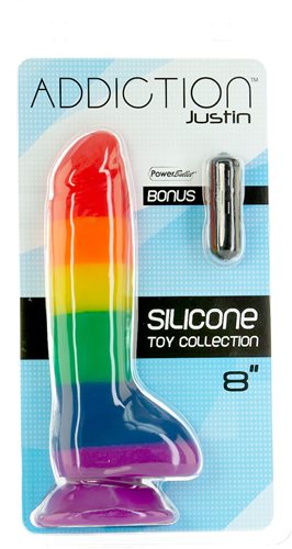 Hella Raw Addiction 100% Silicone Justin 8 Rainbow "