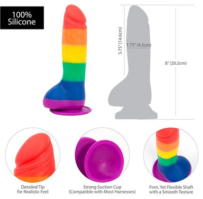 Hella Raw Addiction 100% Silicone Justin 8 Rainbow "