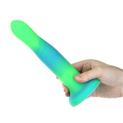 Hella Raw Rave Addiction 8in Glow In The Dark Dildo Blue/green