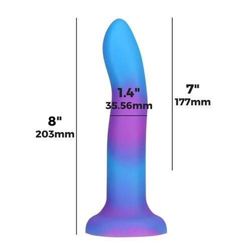 Hella Raw Rave Addiction 8in Glow In The Dark Dildo Blue/purple