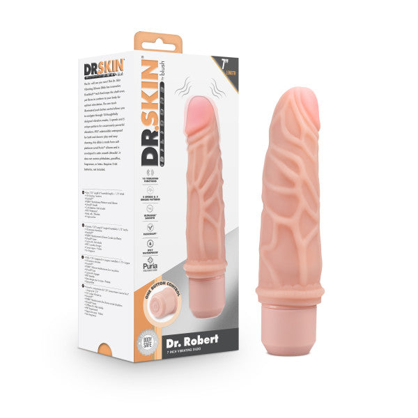 Hella Raw Dr. Skin Silicone Dr. Robert 7 In Vibrating Dildo Beige