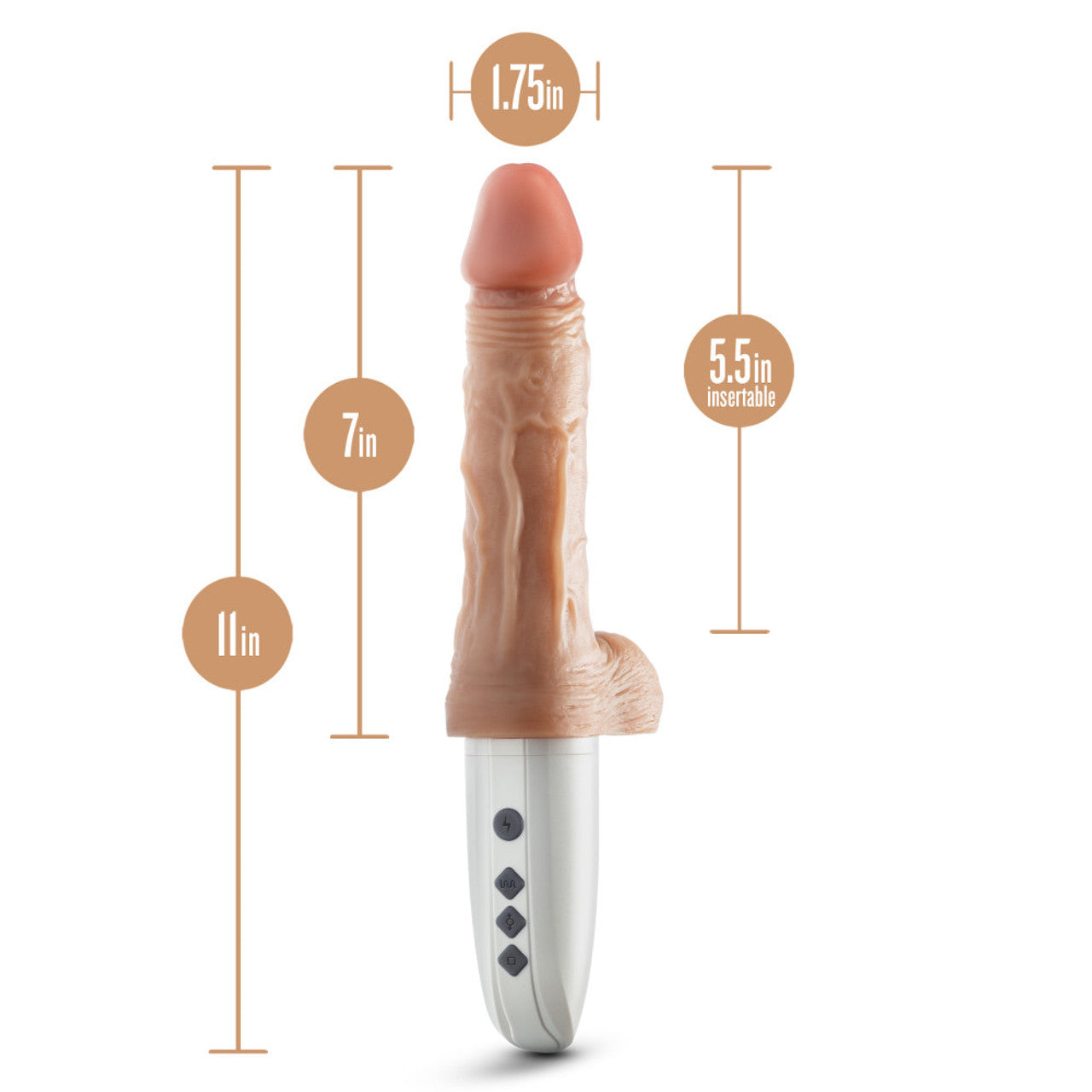 Hella Raw Dr Skin Silicone Dr Hammer 7in Thrusting Dildo W/ Handle Beige