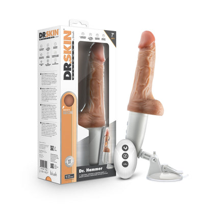 Hella Raw Dr Skin Silicone Dr Hammer 7in Thrusting Dildo W/ Handle Beige