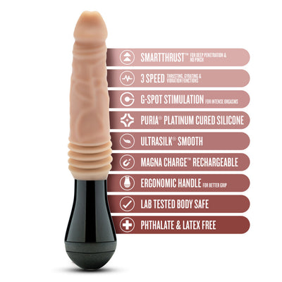 Hella Raw Dr. Skin Dr. Knight Thrusting Gyrating Vibrating Dildo Beige