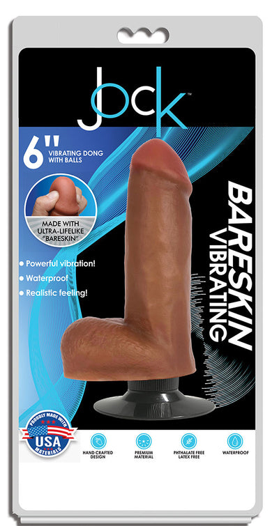 Hella Raw Jock Bareskin 6in Vibrating Latte Dildo W/ Balls