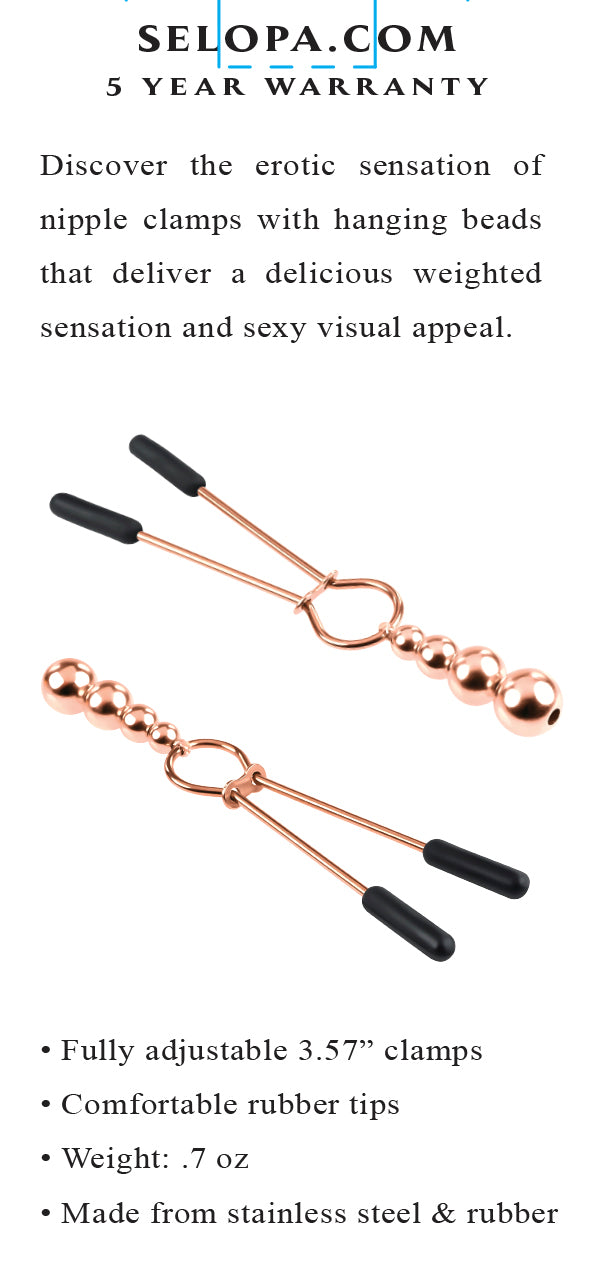 Hella Raw Selopa Beaded Nipple Clamps Rose Gold