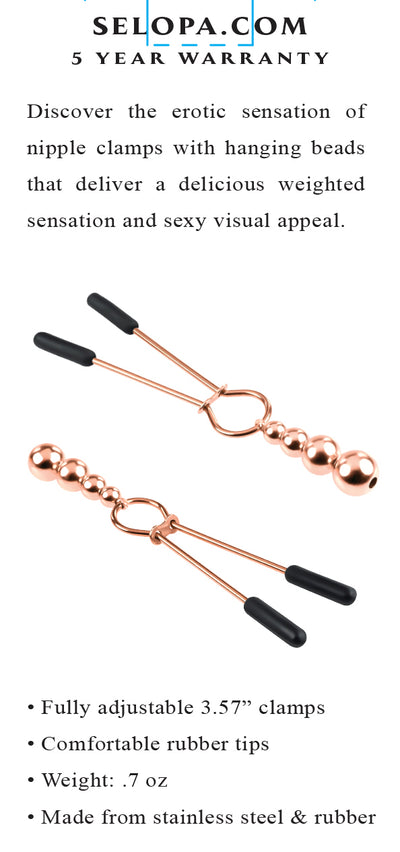 Hella Raw Selopa Beaded Nipple Clamps Rose Gold