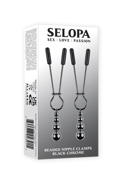 Hella Raw Selopa Beaded Nipple Clamps Black Chrome