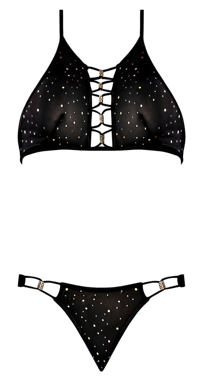 Hella Raw Glitz & Glam Halter Bralette & Panty Black S/m