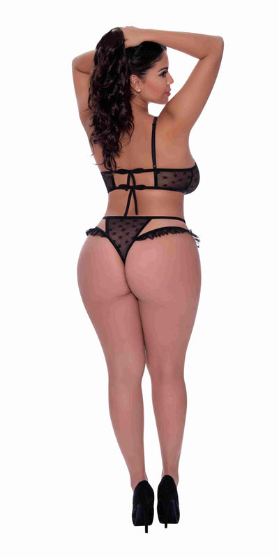 Hella Raw Love Star Halter Bra & Panty Set Black 2xl