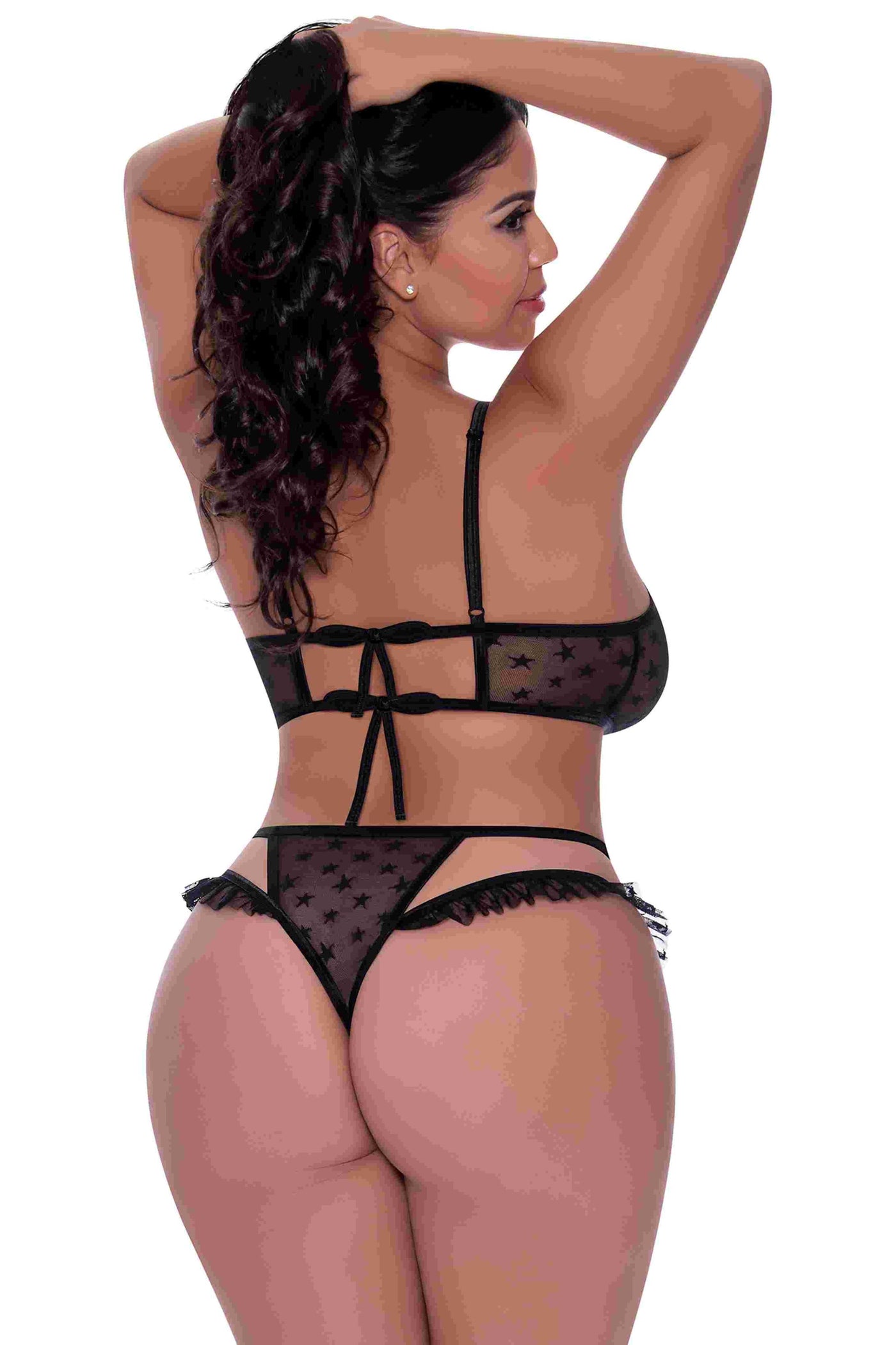 Hella Raw Love Star Halter Bra & Panty Set Black 2xl