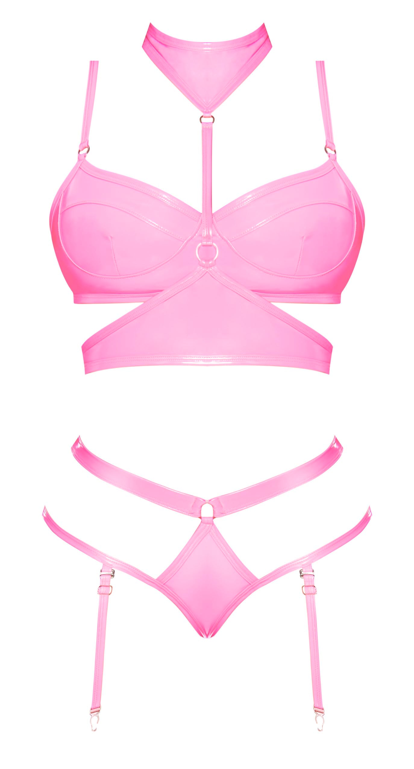 Hella Raw Club Candy Bra Harness & Panty Pink L/xl