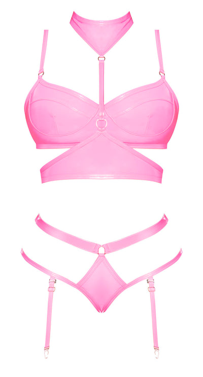 Hella Raw Club Candy Bra Harness & Panty Pink L/xl