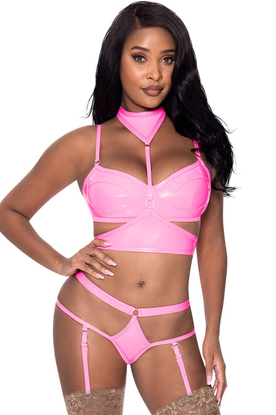 Hella Raw Club Candy Bra Harness & Panty Pink L/xl