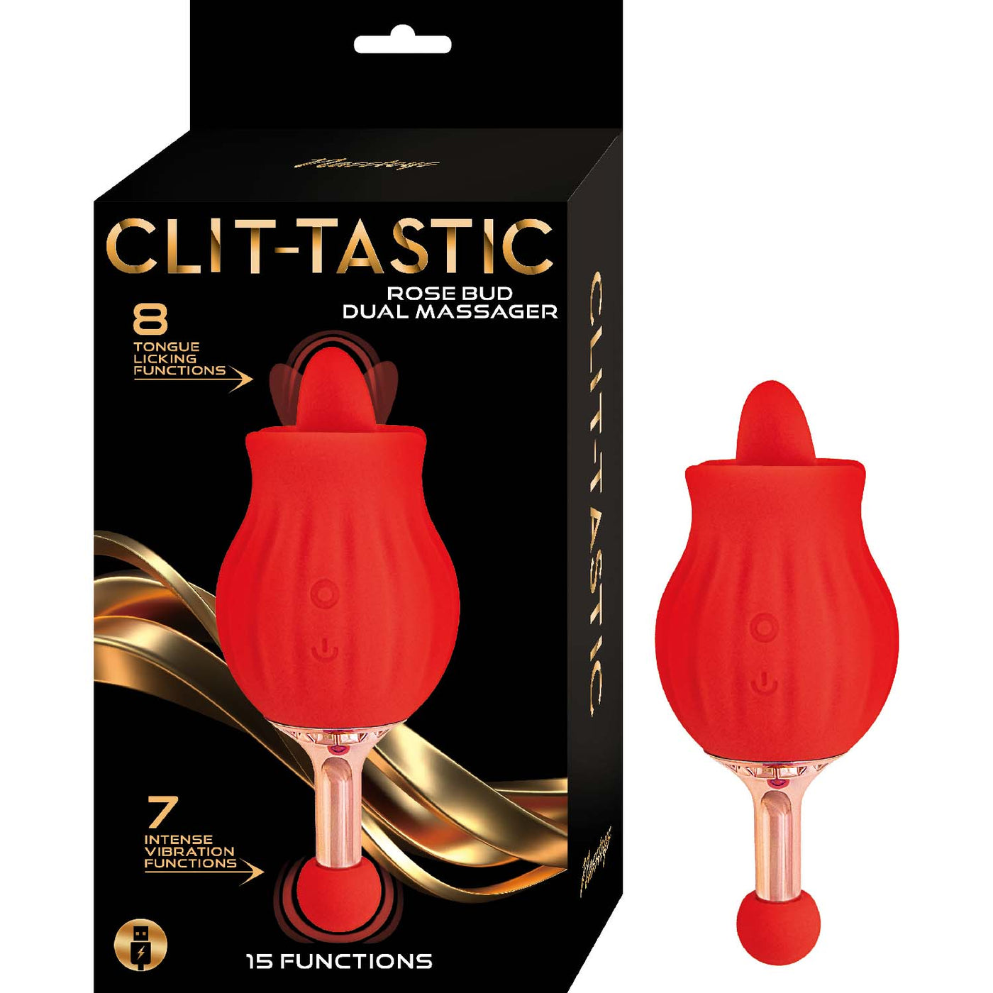 Hella Raw Clit-tastic Rose Bud Dual Massager Red