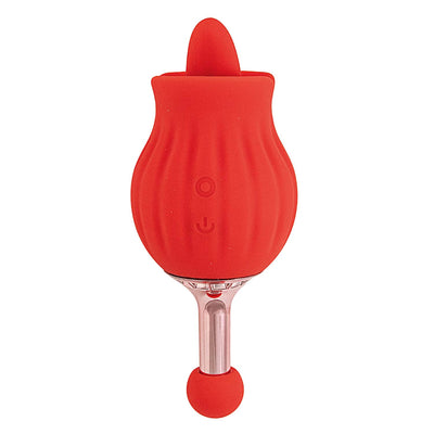 Hella Raw Clit-tastic Rose Bud Dual Massager Red