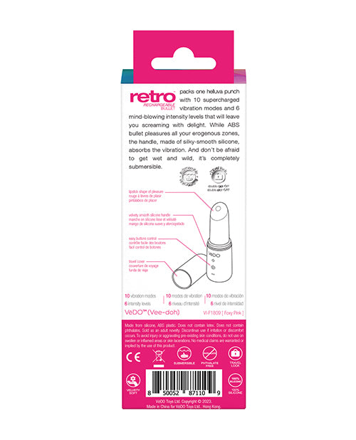 Hella Raw Vedo Retro Rechargeable Bullet Pink