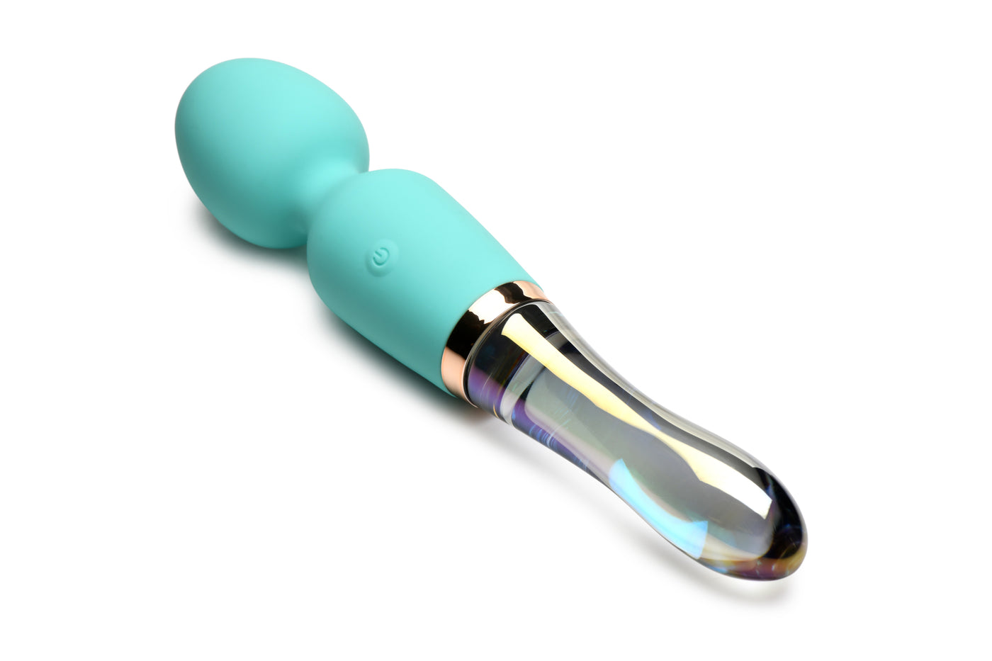 Hella Raw Prisms Vibra-glass 10x Turquoise Glass Wand Dual End