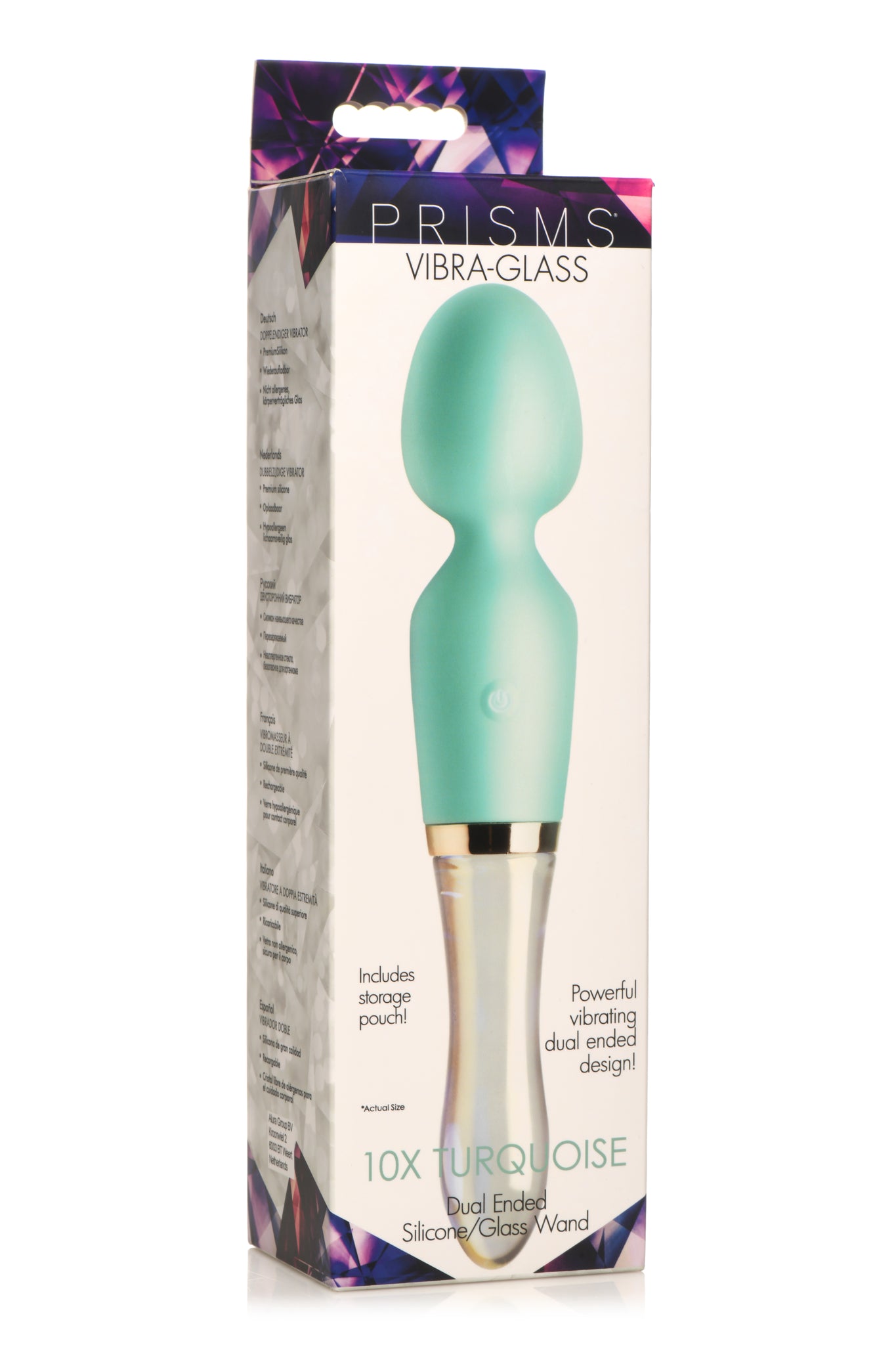 Hella Raw Prisms Vibra-glass 10x Turquoise Glass Wand Dual End