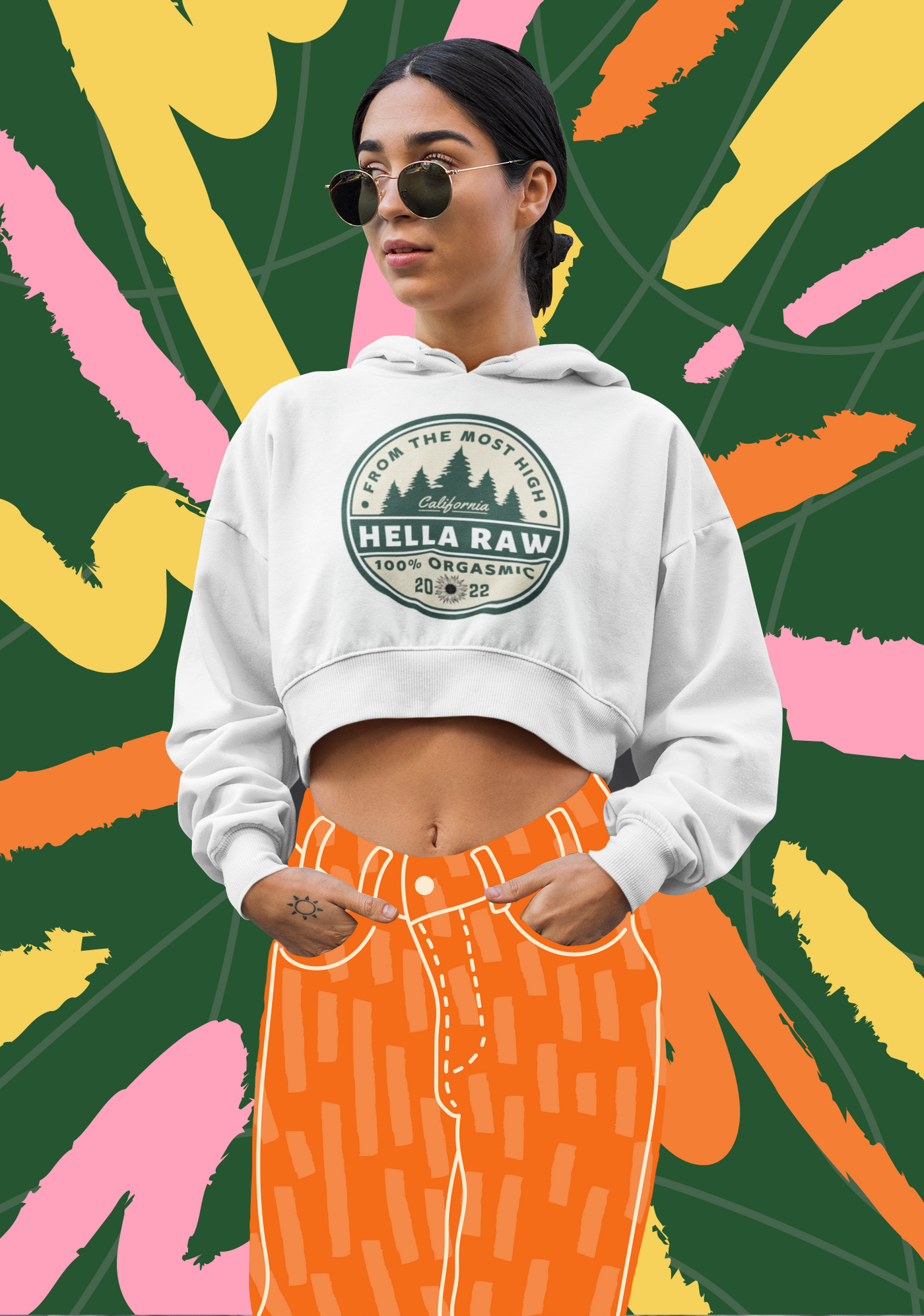 Hella Raw Unisex From the Most High Orgasmic Hood to Hippie Cropped Hoodie