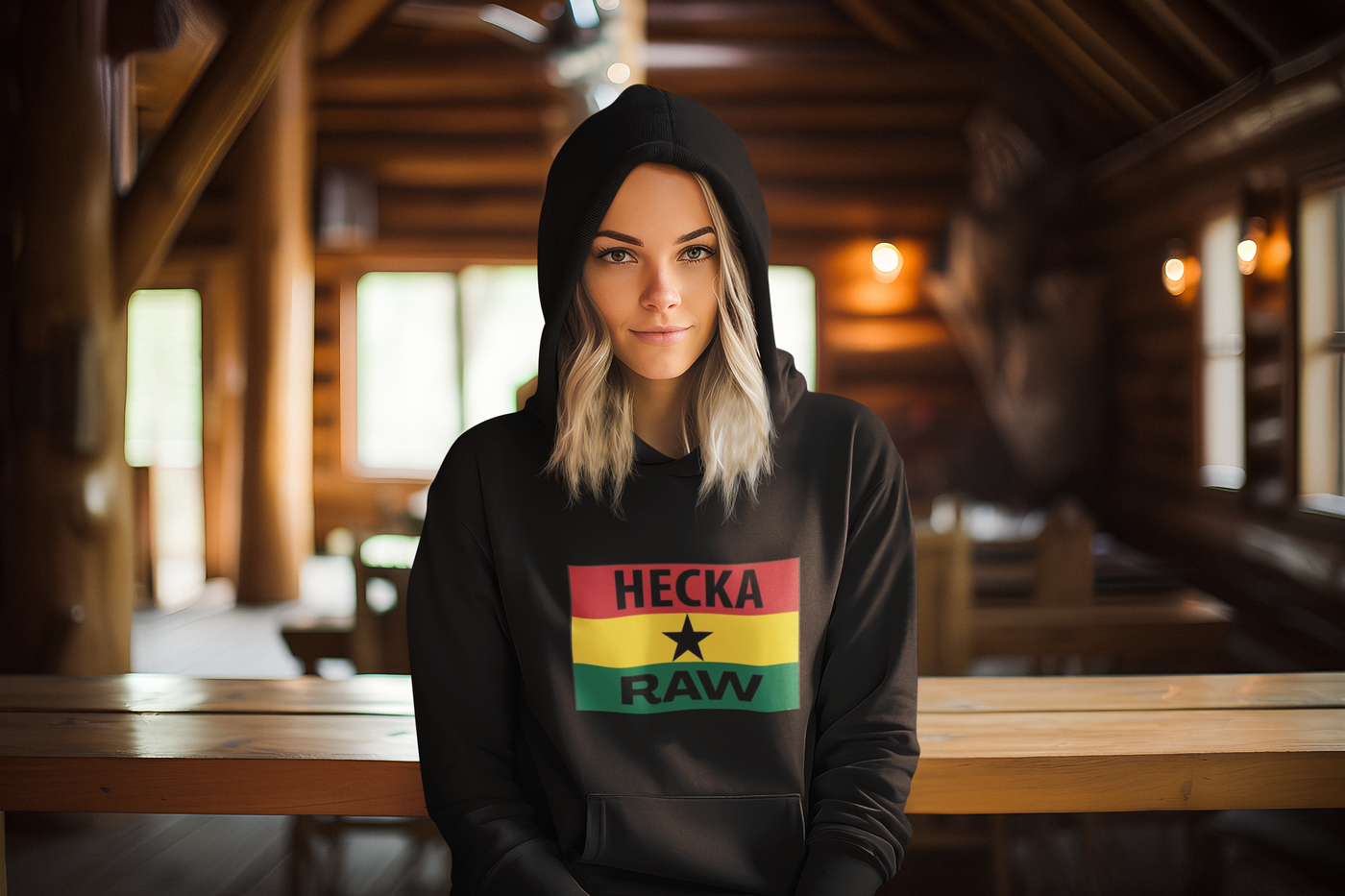 Hecka Raw Unisex Black Star Black Hoodie